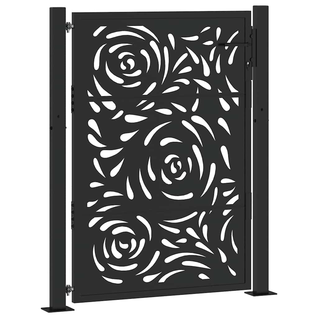 Gartentor Schwarz 100x100 cm Stahl Lichtdesign