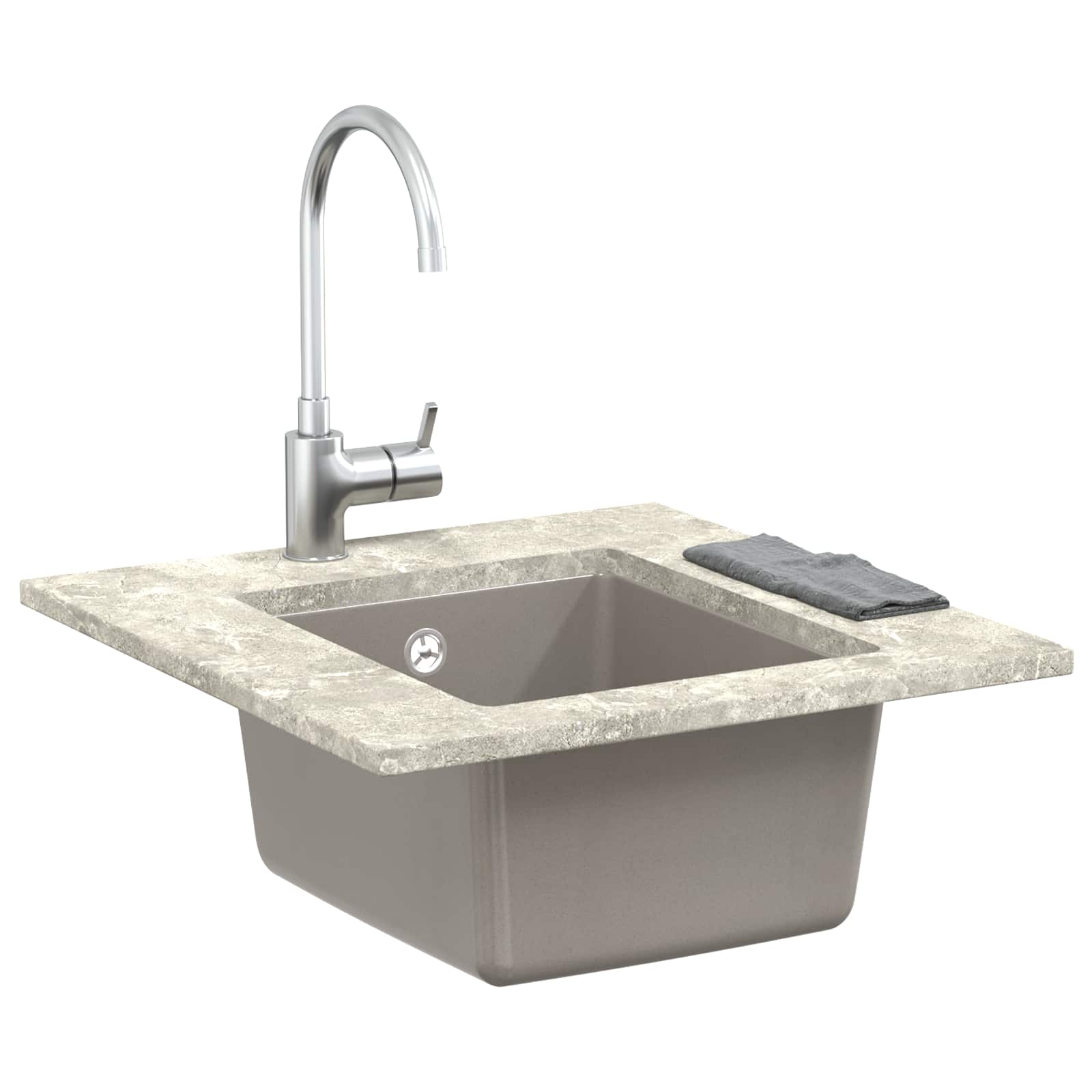 Waschbecken Schwarz 370 x 460 mm 80% Quarz und 20% Harz