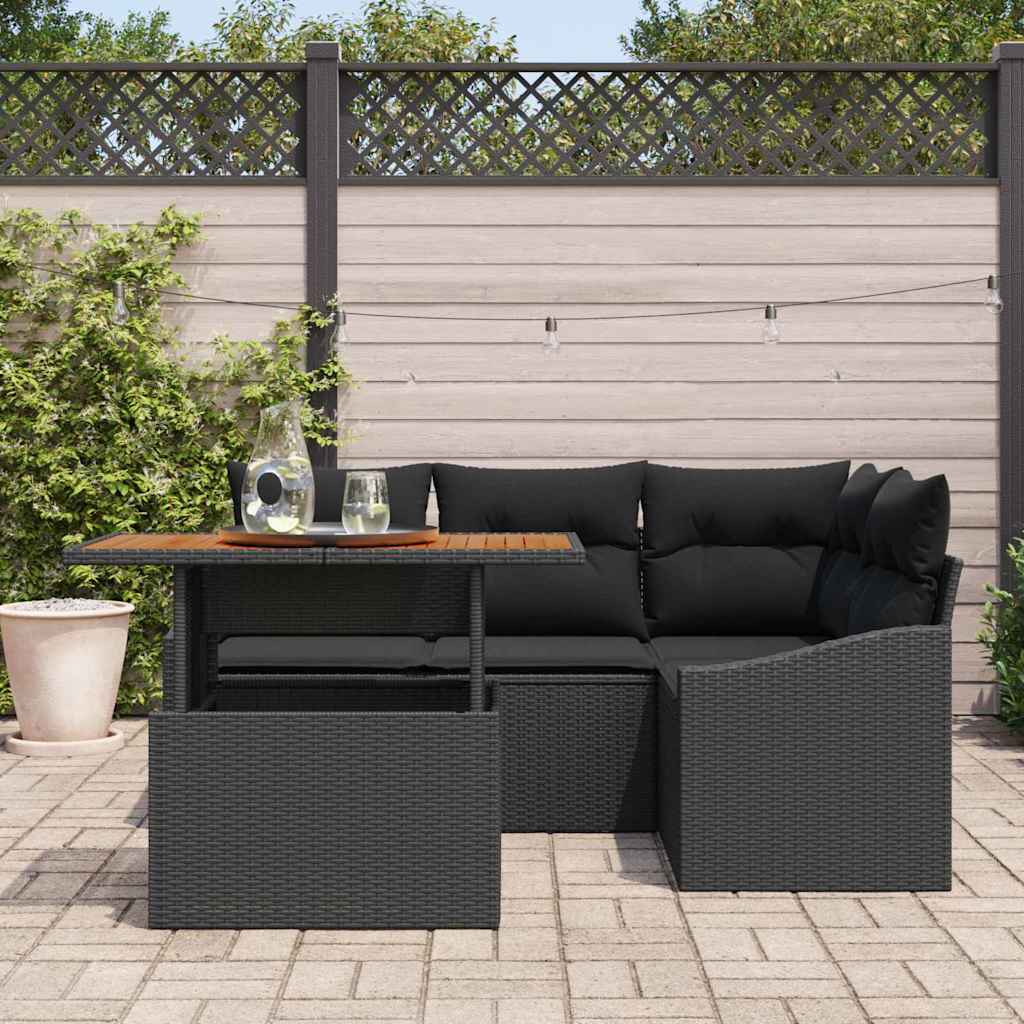 Garten Essgruppe mit Kissen 5 pcs Schwarz und Creme