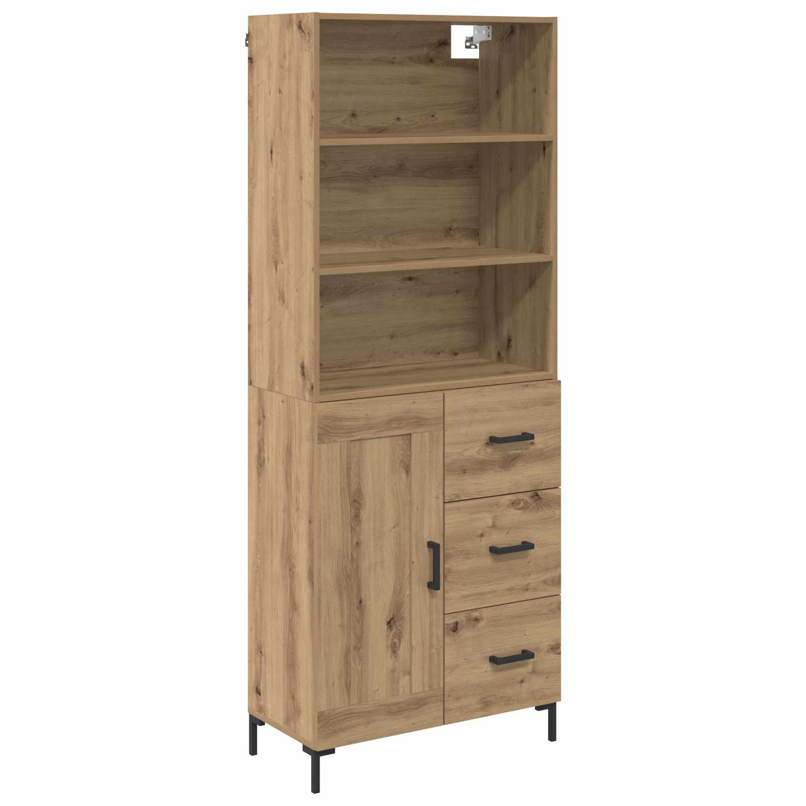 Highboard Hochglanz-Weiß 69,5x34x180 cm Holzwerkstoff