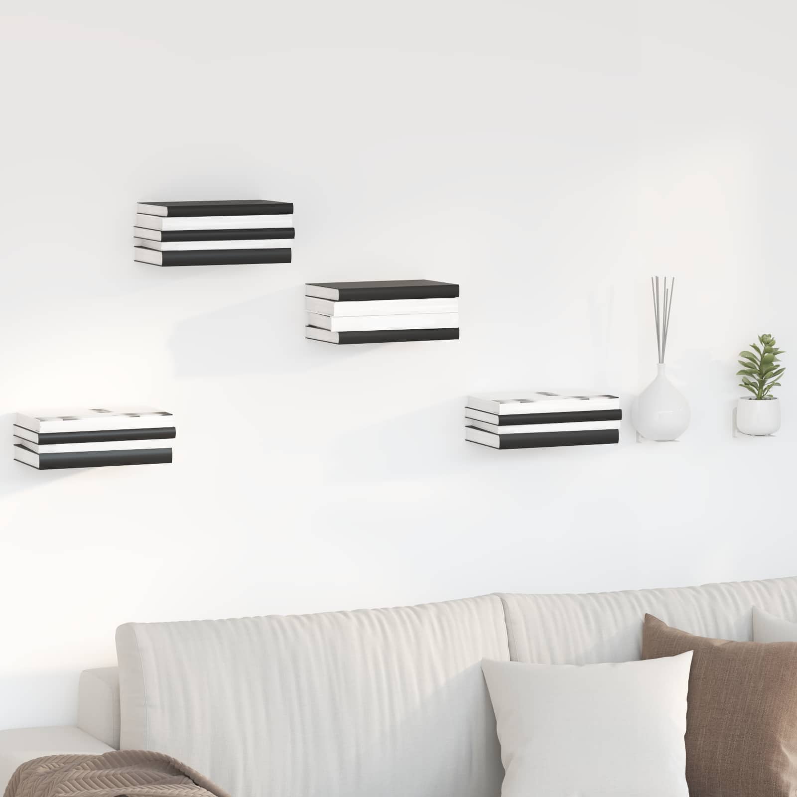 Unsichtbares Schwimmendes Regal 4 pcs Schwarz 6 x 11 x 6,5 cm