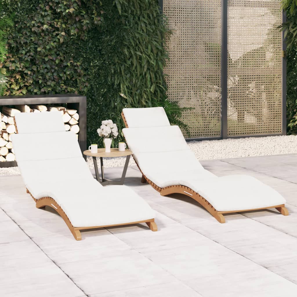 Klappbare Sonnenliege mit Cremeweißer Auflage Massivholz Teak