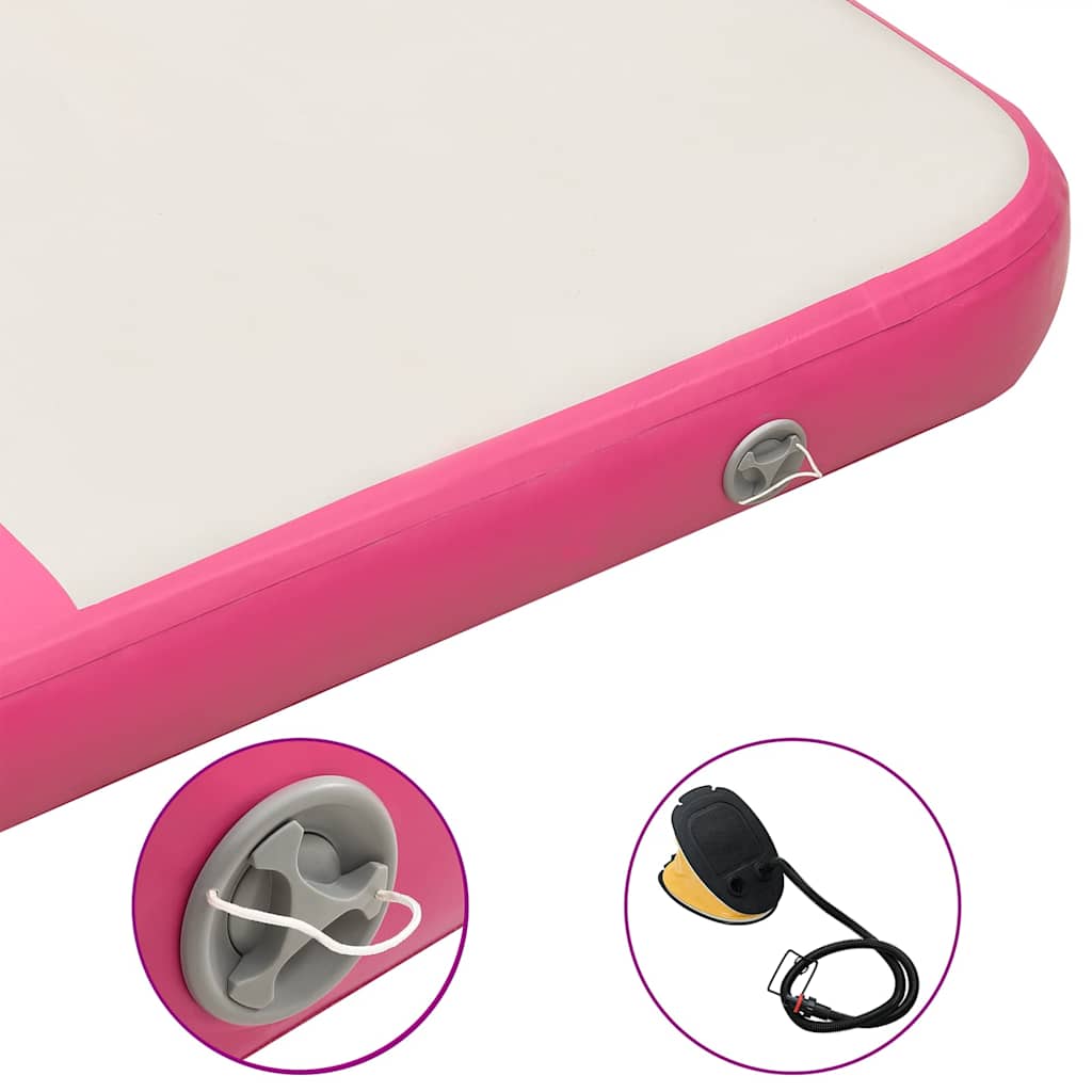 Aufblasbare Gymnastikmatte mit Pumpe 300×100×10 cm PVC Rosa