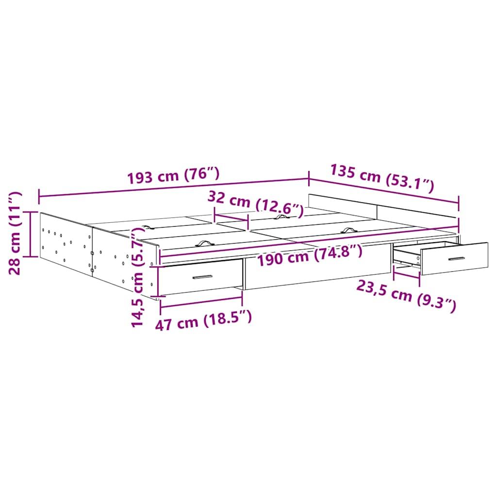 Aufbewahrungsbettgestell Weiß 200 x 200 cm Holzwerkstoff