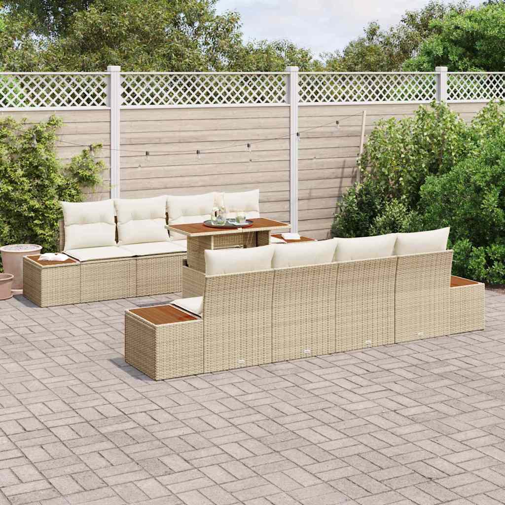 Garten Essgruppe mit Kissen 9 pcs Schwarz und Beige