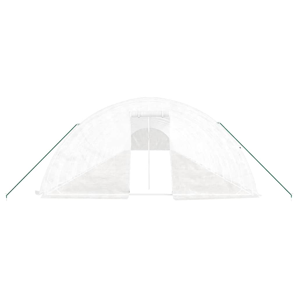 Gewächshaus mit Stahlrahmen Weiß 40 m² 8x5x2,3 m