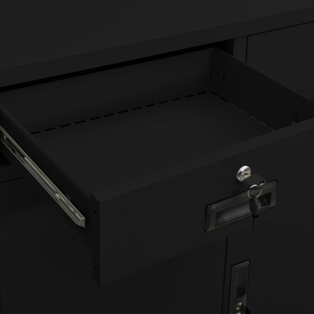 Büroschrank mit Pflanzkasten Anthrazit 90x40x125 cm Stahl
