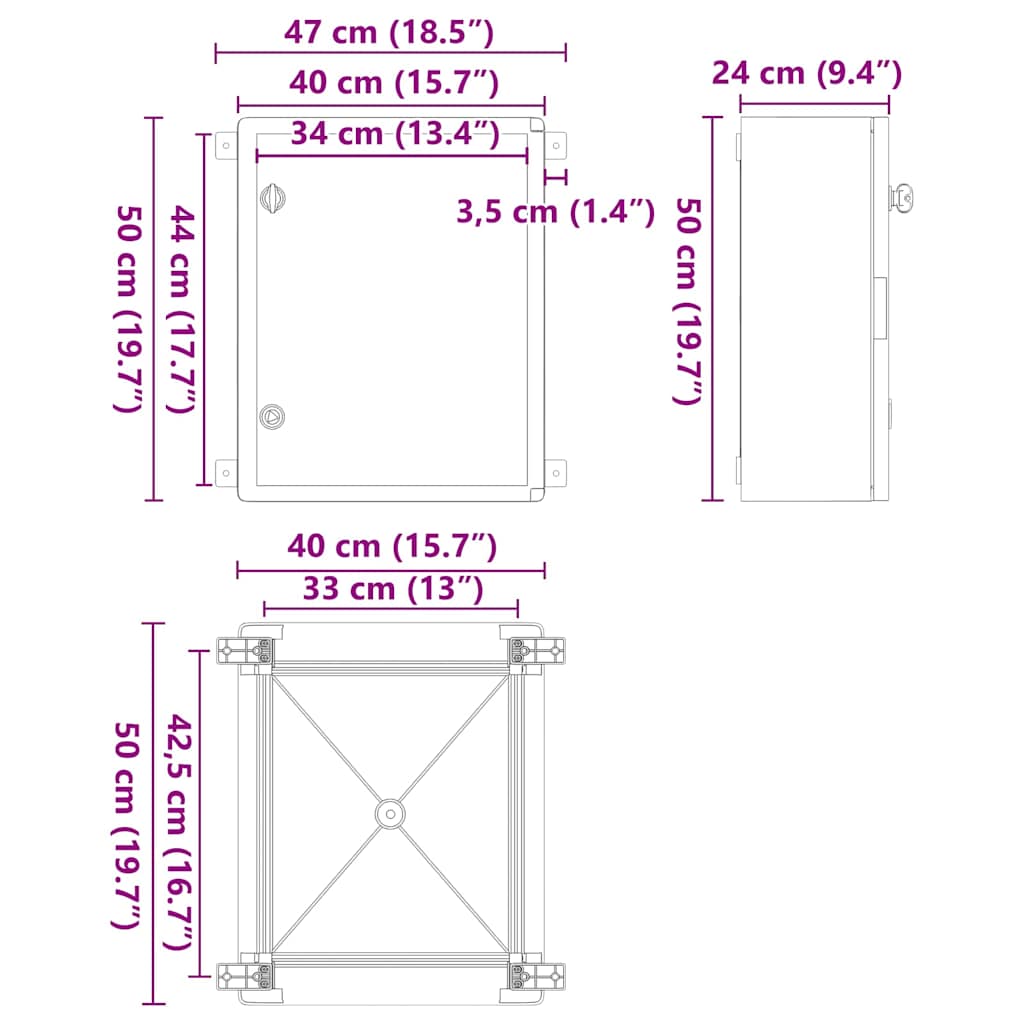 Steuerungsschrank Grau 25 x 13 x 24 cm ABS Kunststoff