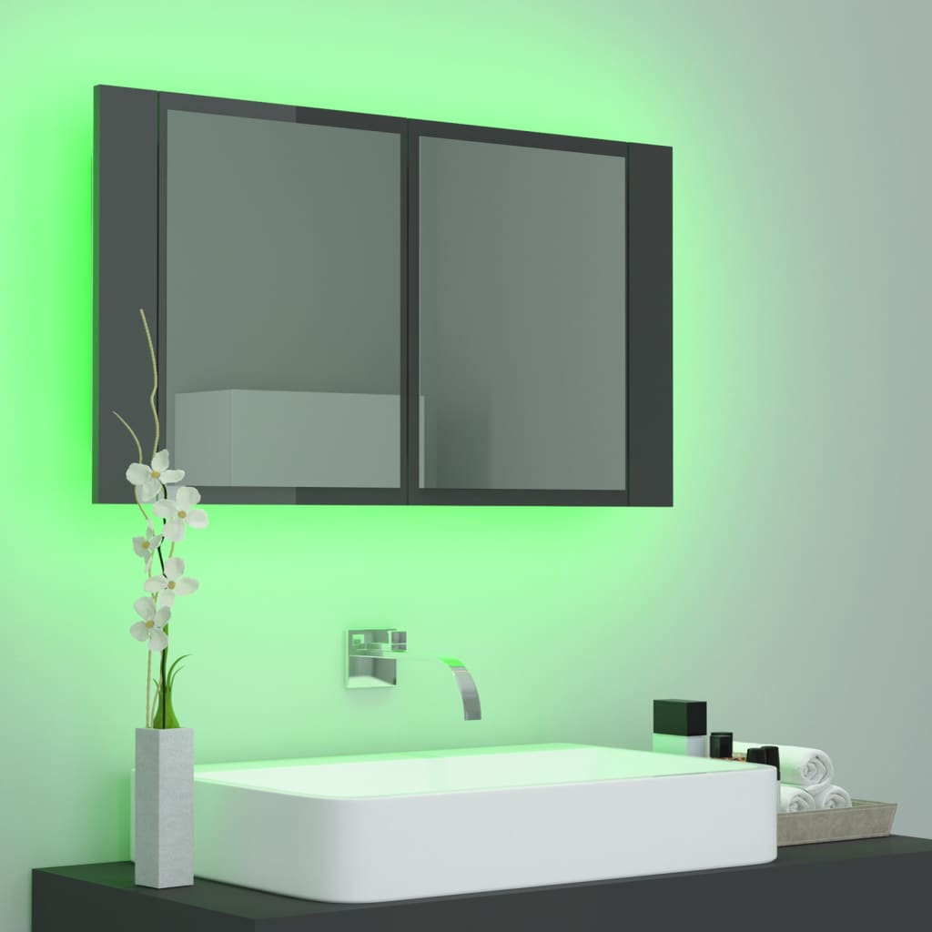LED-Bad-Spiegelschrank Weiß 80x12x45 cm Acryl