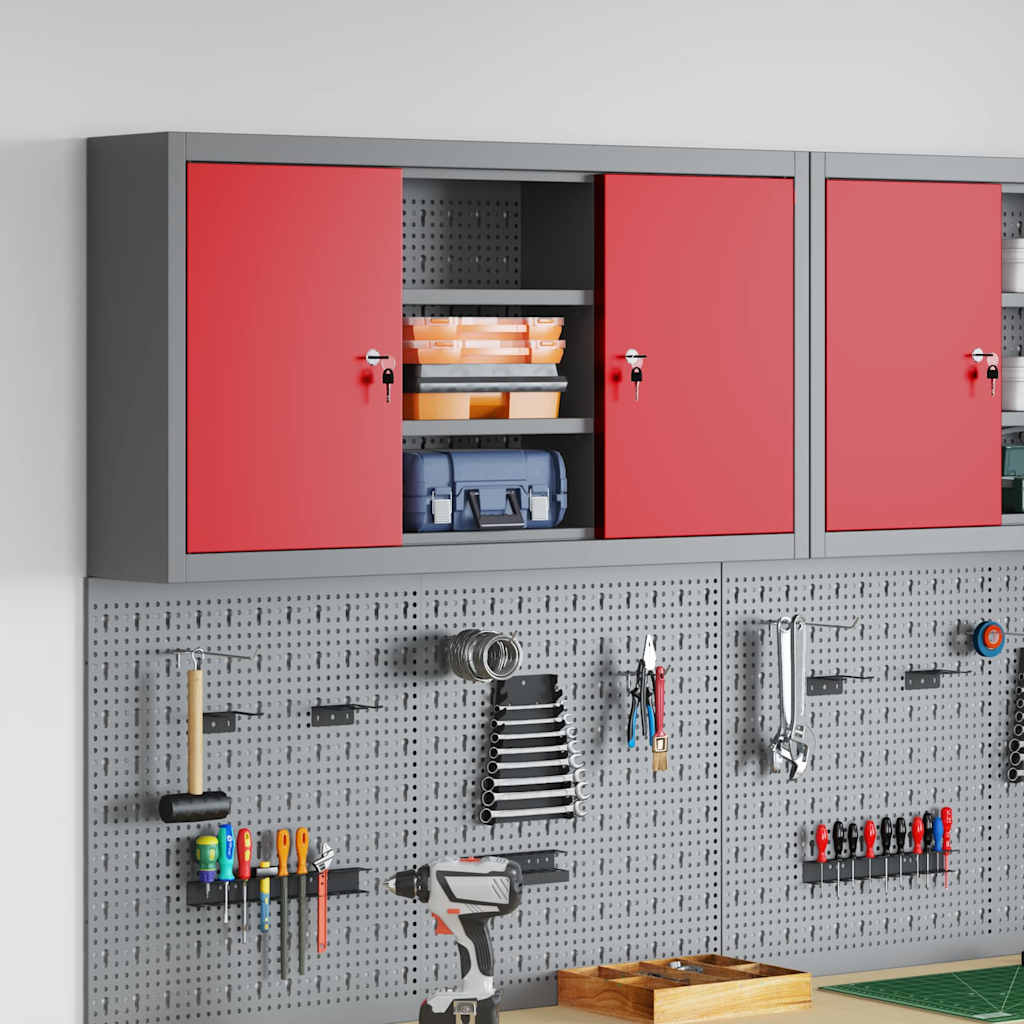 Werkzeugschrank mit Regal Schwarz und Grau 55 x 55 x 55 cm
