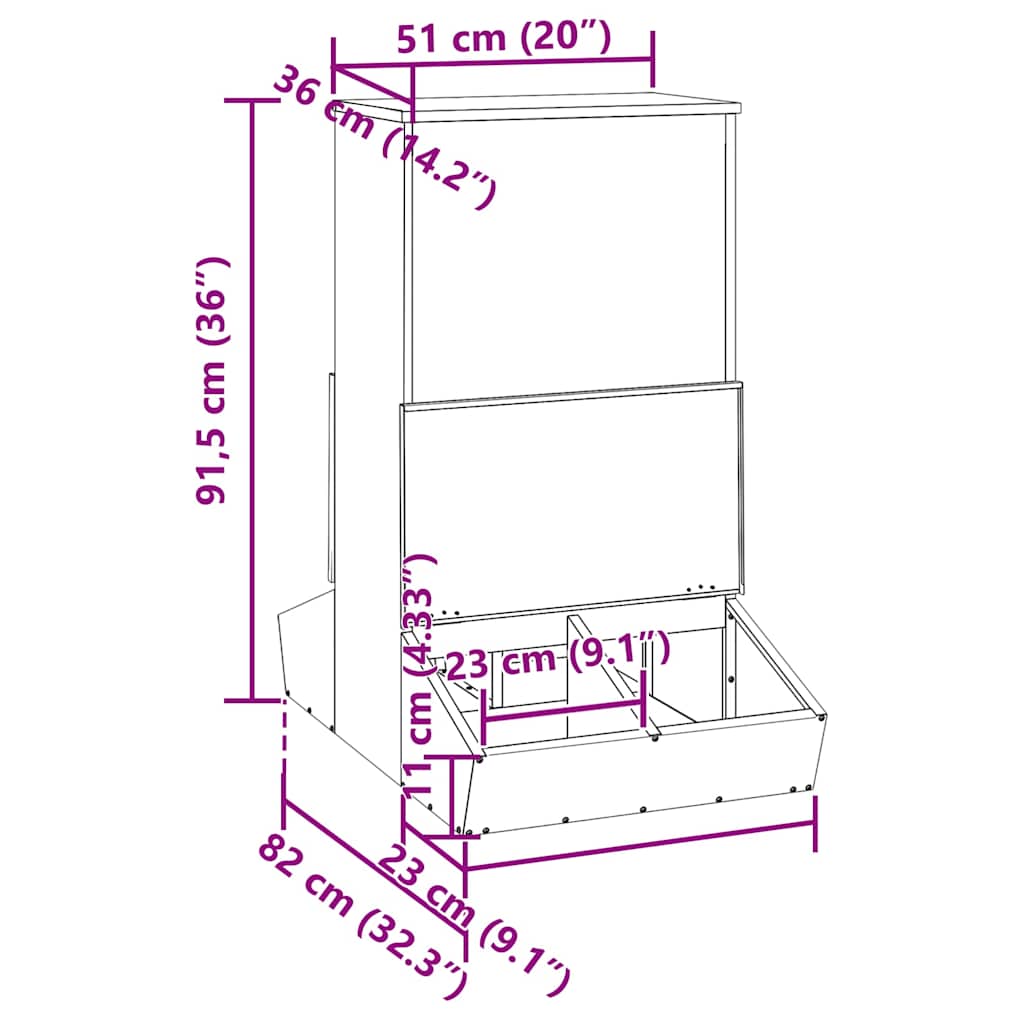 Schweinfutterspender Schwarz 55 x 38 x 76 cm