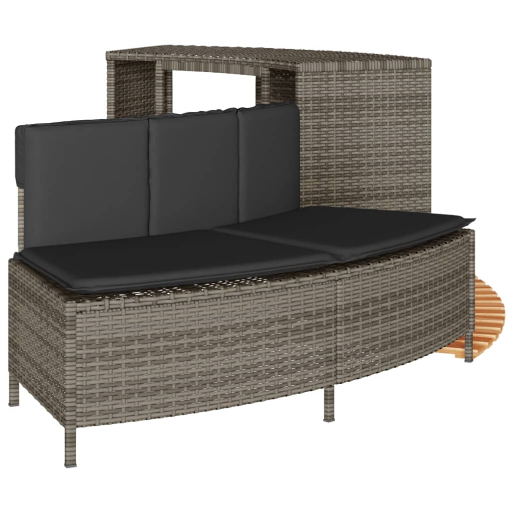 Whirlpool-Umrandung Schwarz Poly-Rattan und Massivholz Akazie