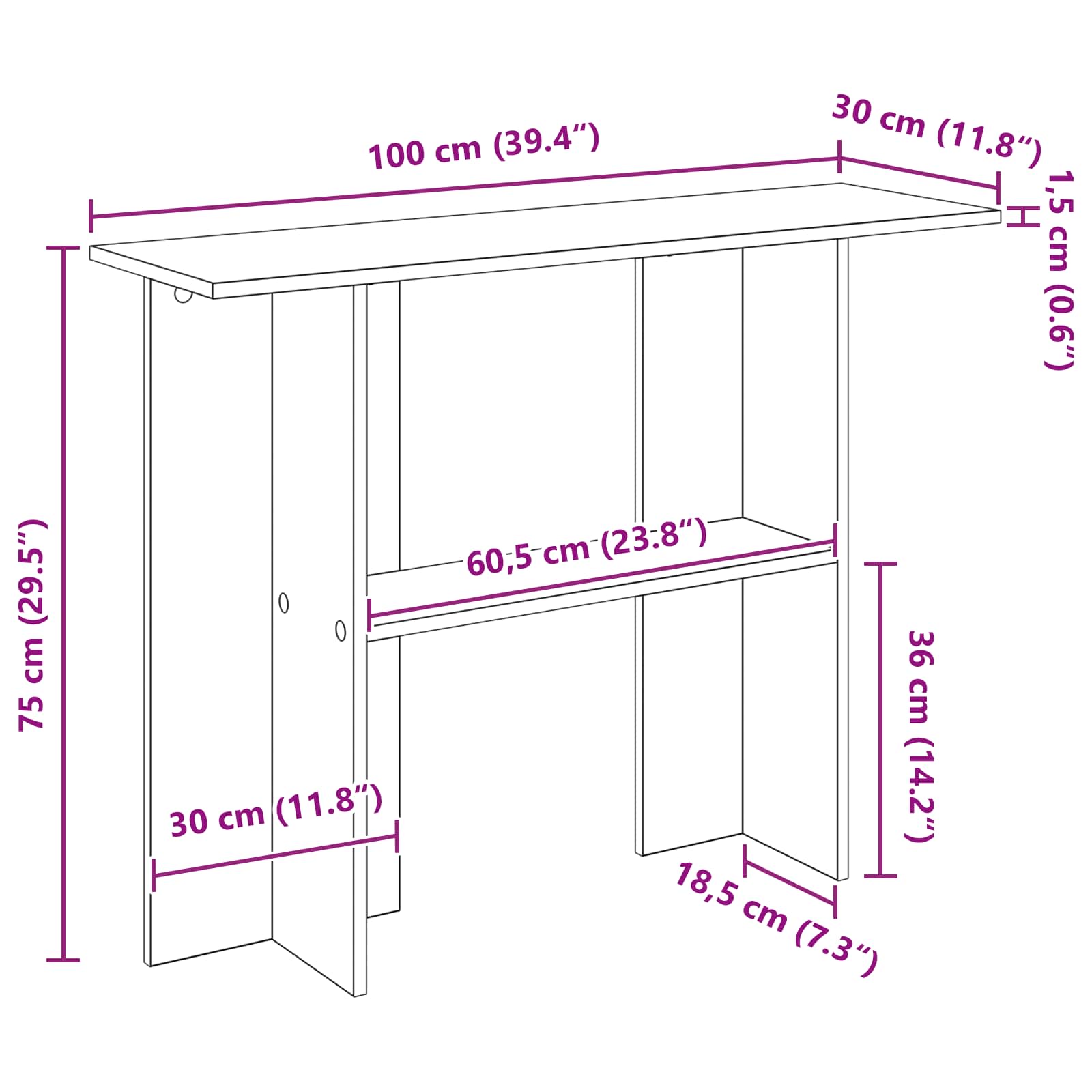 Konsolentisch Weiß 100 x 30 x 75 cm Holzwerkstoff
