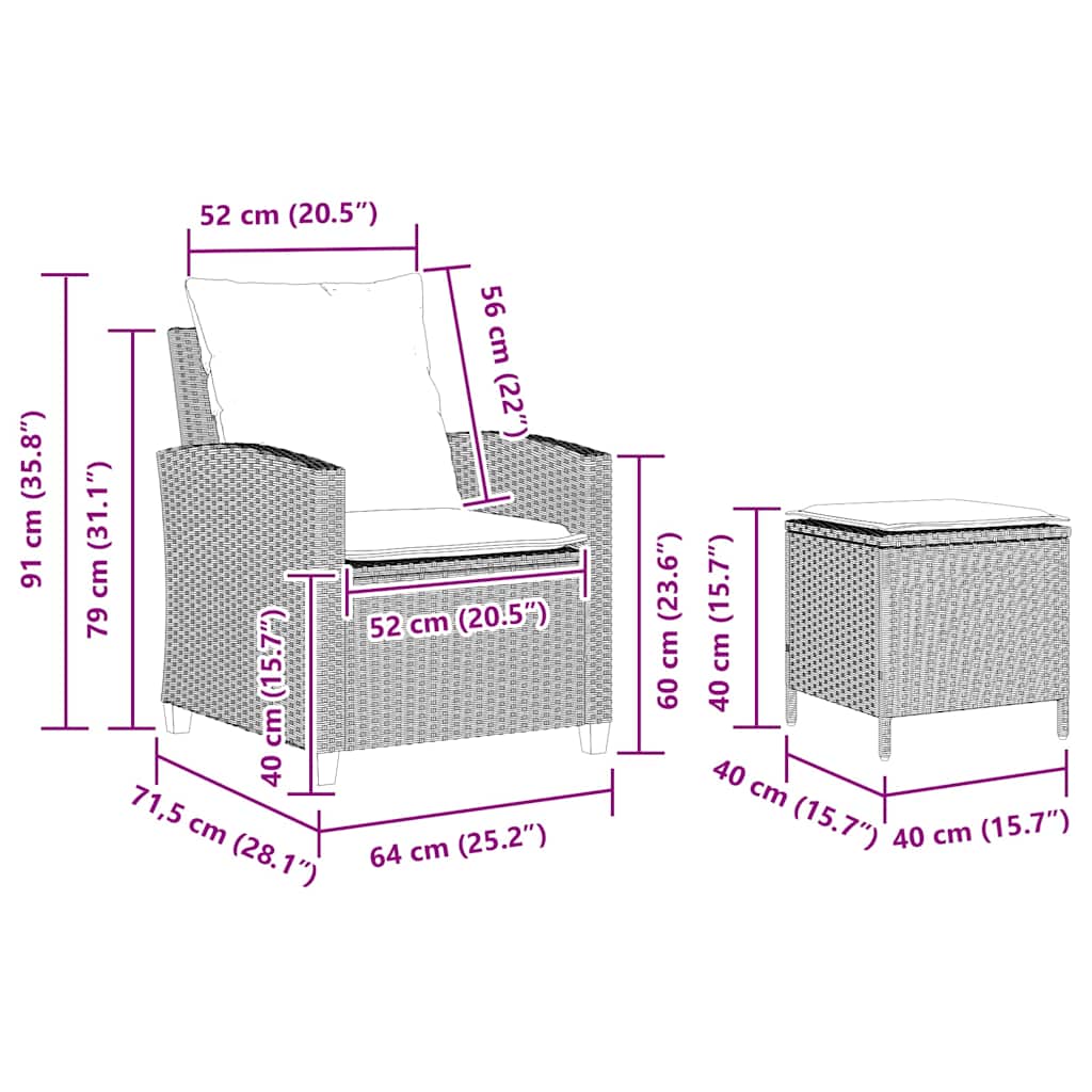 4-tlg. Garten-Sofagarnitur mit Kissen Schwarz Poly Rattan