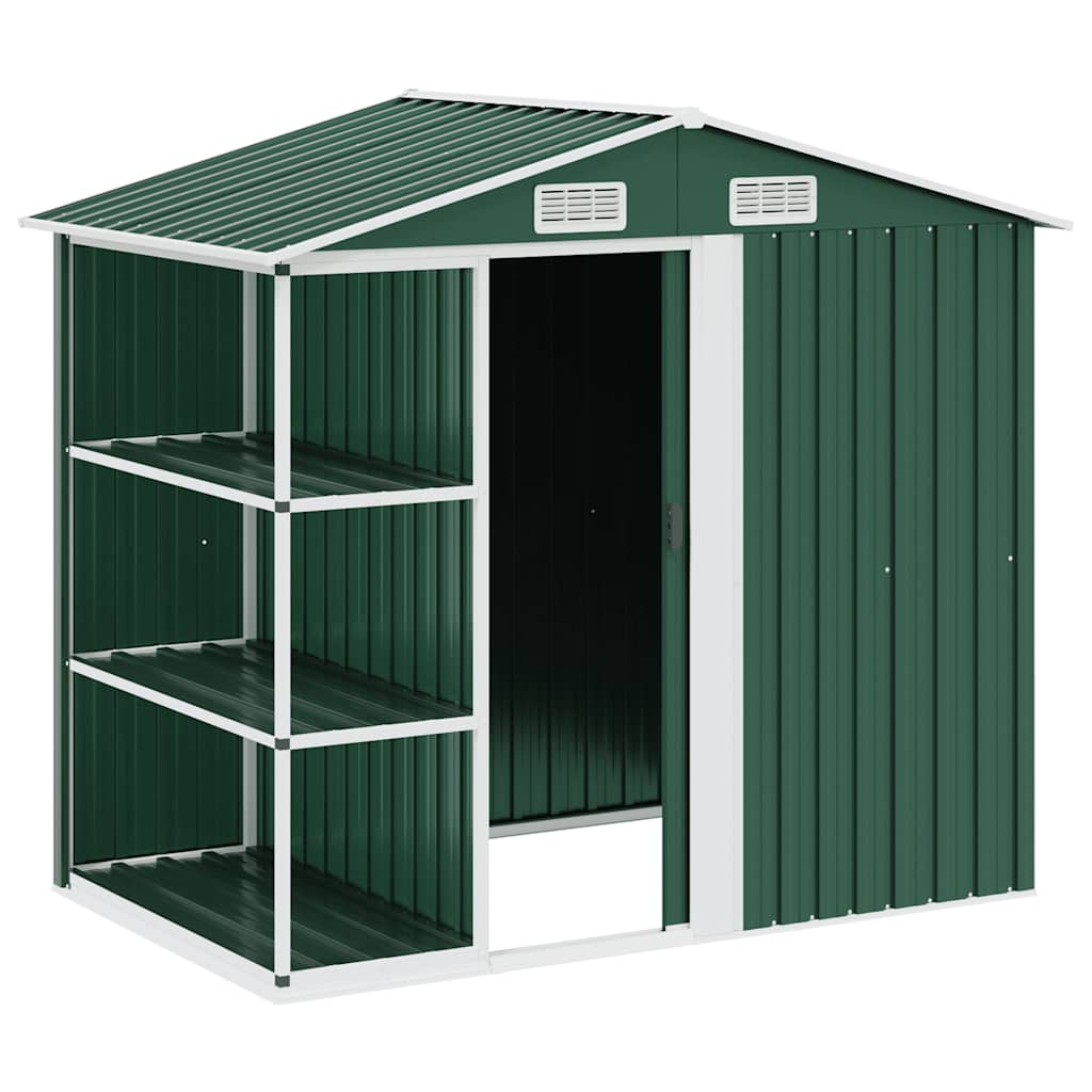 Gartenhaus mit Regal Grau 205x130x183 cm Eisen