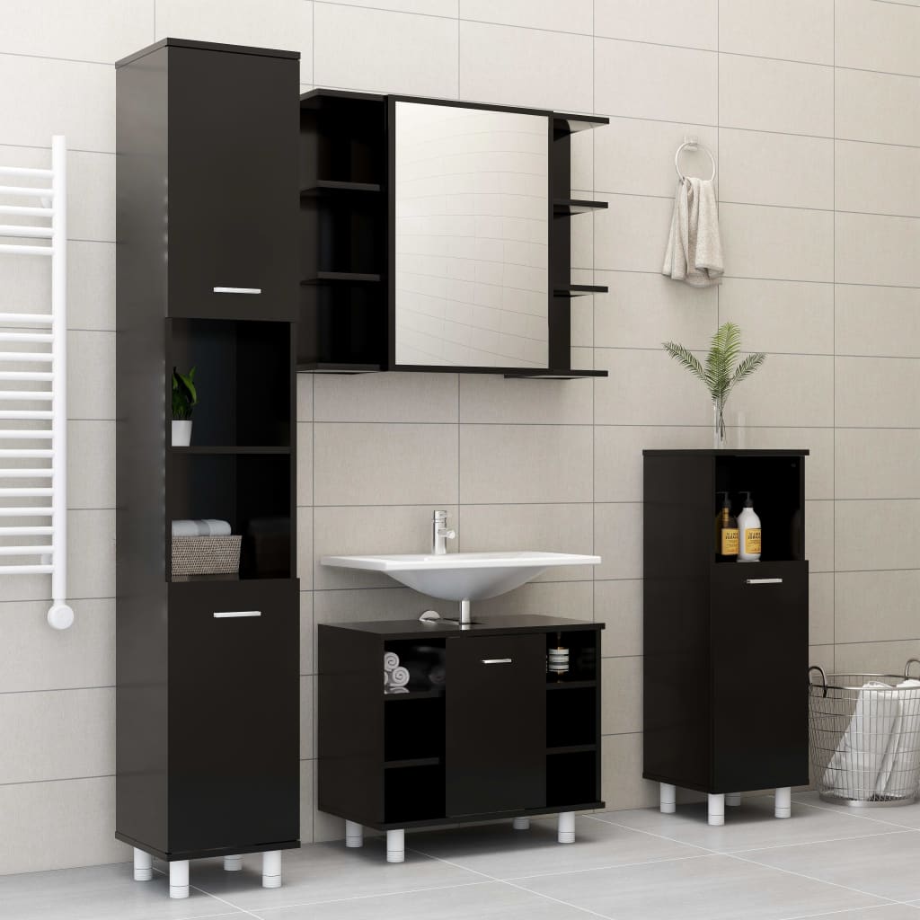 Badezimmerschrank Weiß 30x30x95 cm Holzwerkstoff