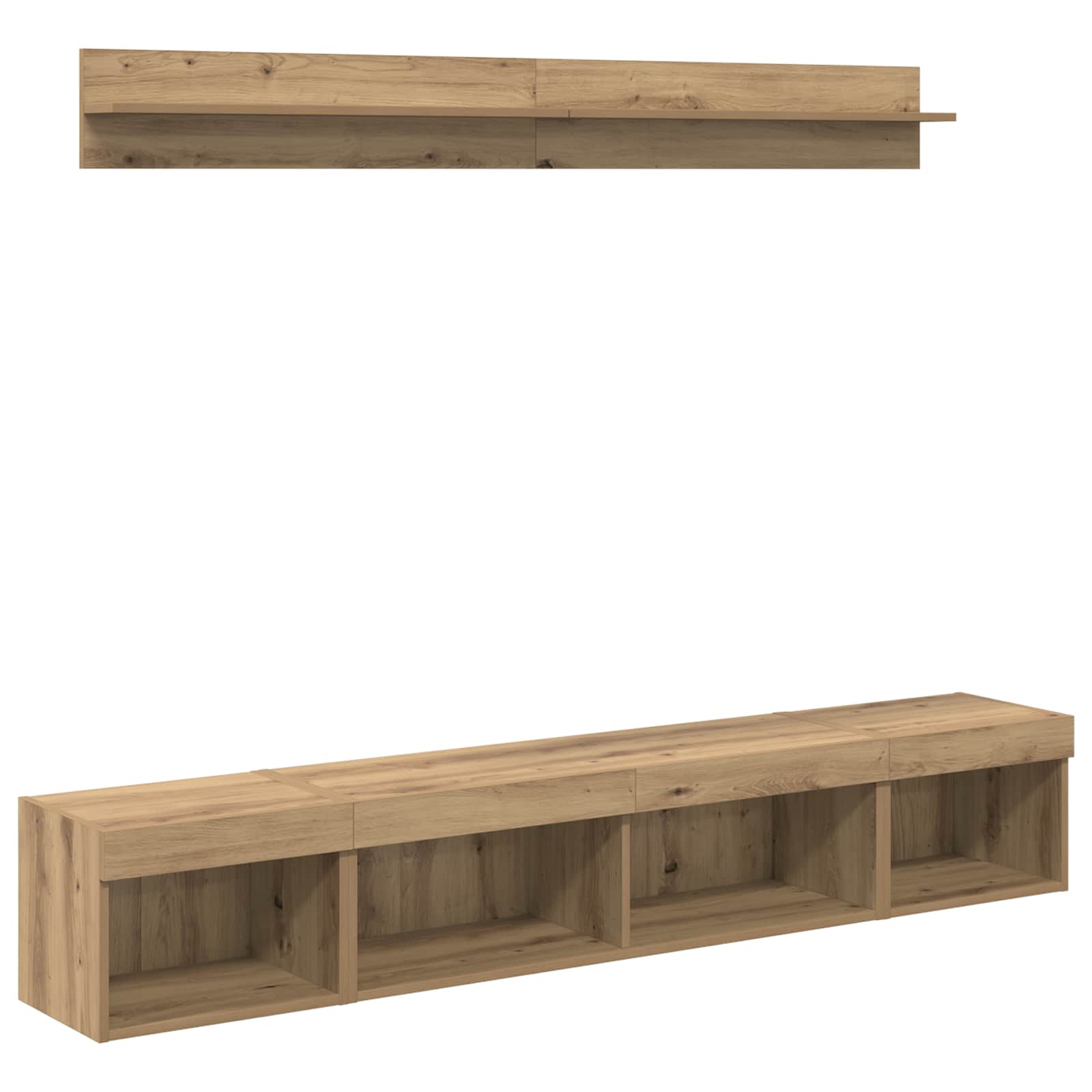 5-tlg. Wohnwand mit LED-Beleuchtung Weiß Holzwerkstoff
