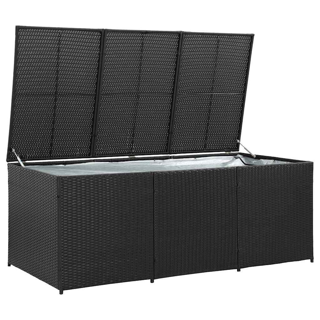 Gartentruhe Schwarz 283L Poly Rattan