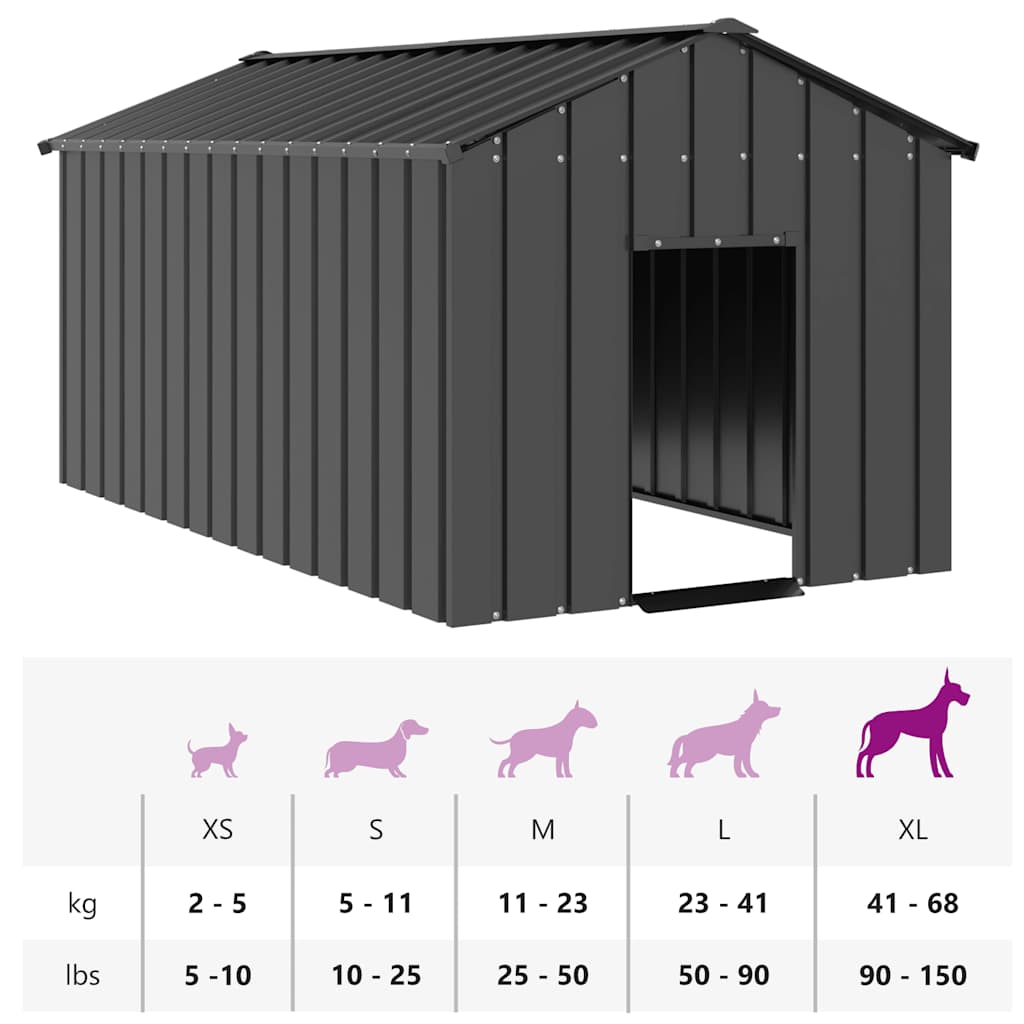 Hundehütte mit Dach 131x101x102 cm Verzinkter Stahl