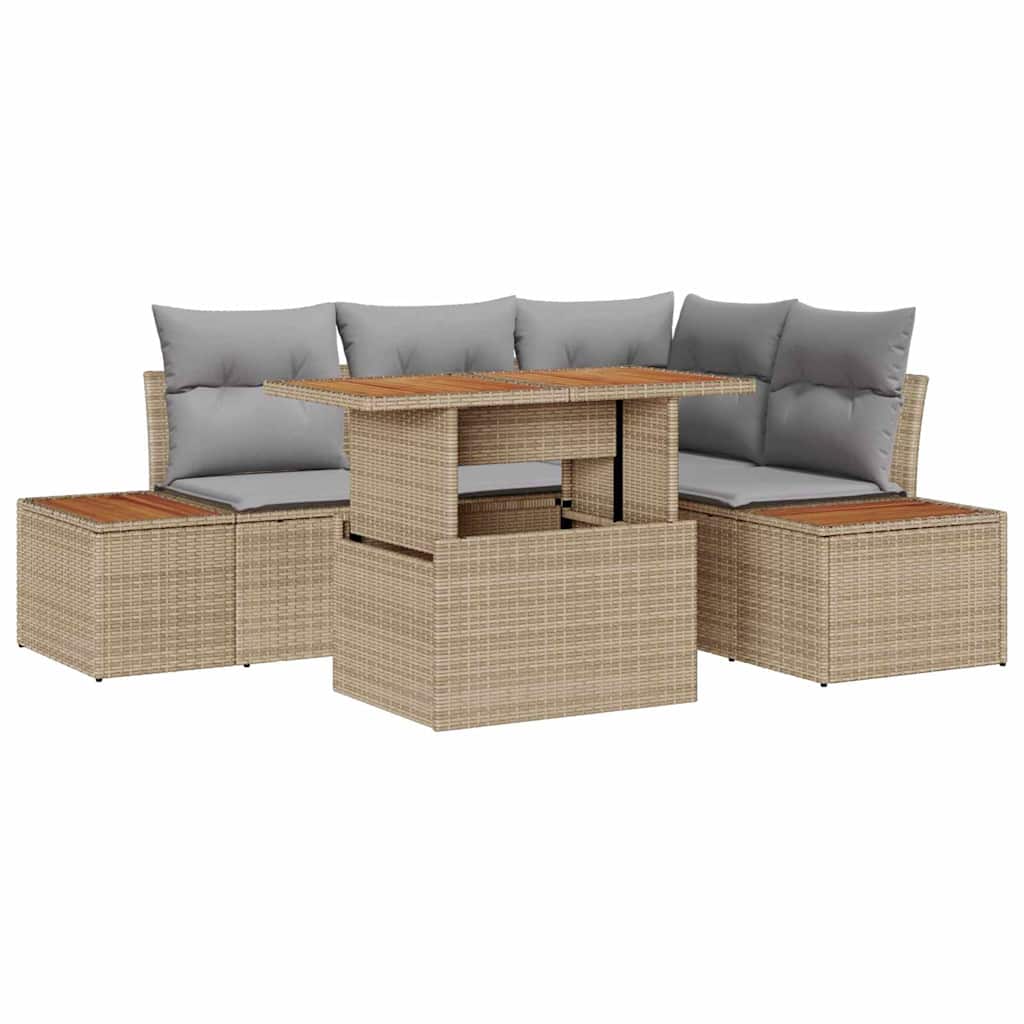 Garten Essgruppe mit Kissen 5 pcs Schwarz und Beige