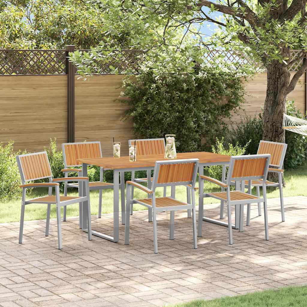 Garten Essgruppe 5 pcs Grau Massivholz Akazie
