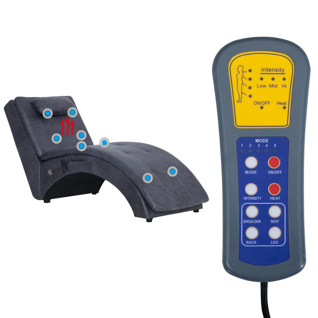 Massage Chaiselongue mit Kissen Braun Wildleder-Optik