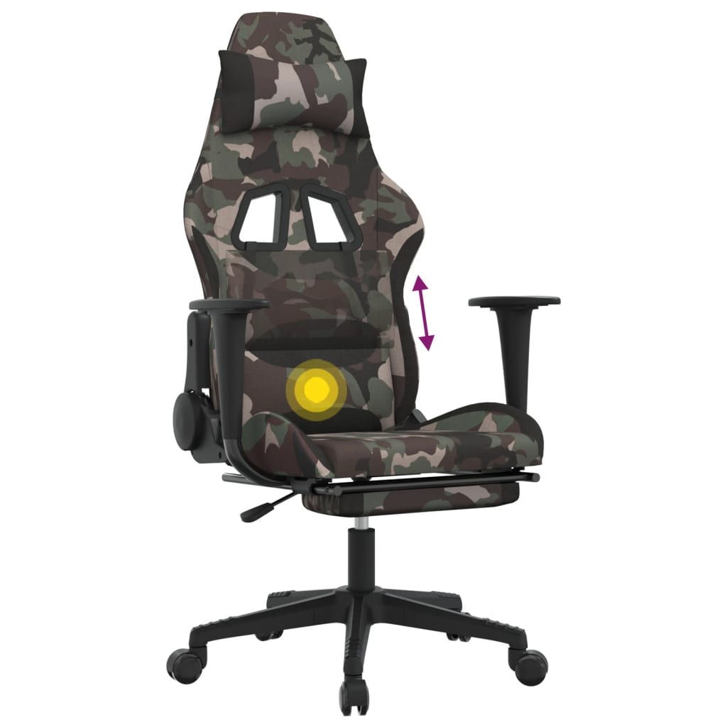 Gaming-Stuhl mit Massagefunktion Schwarz und Creme Stoff