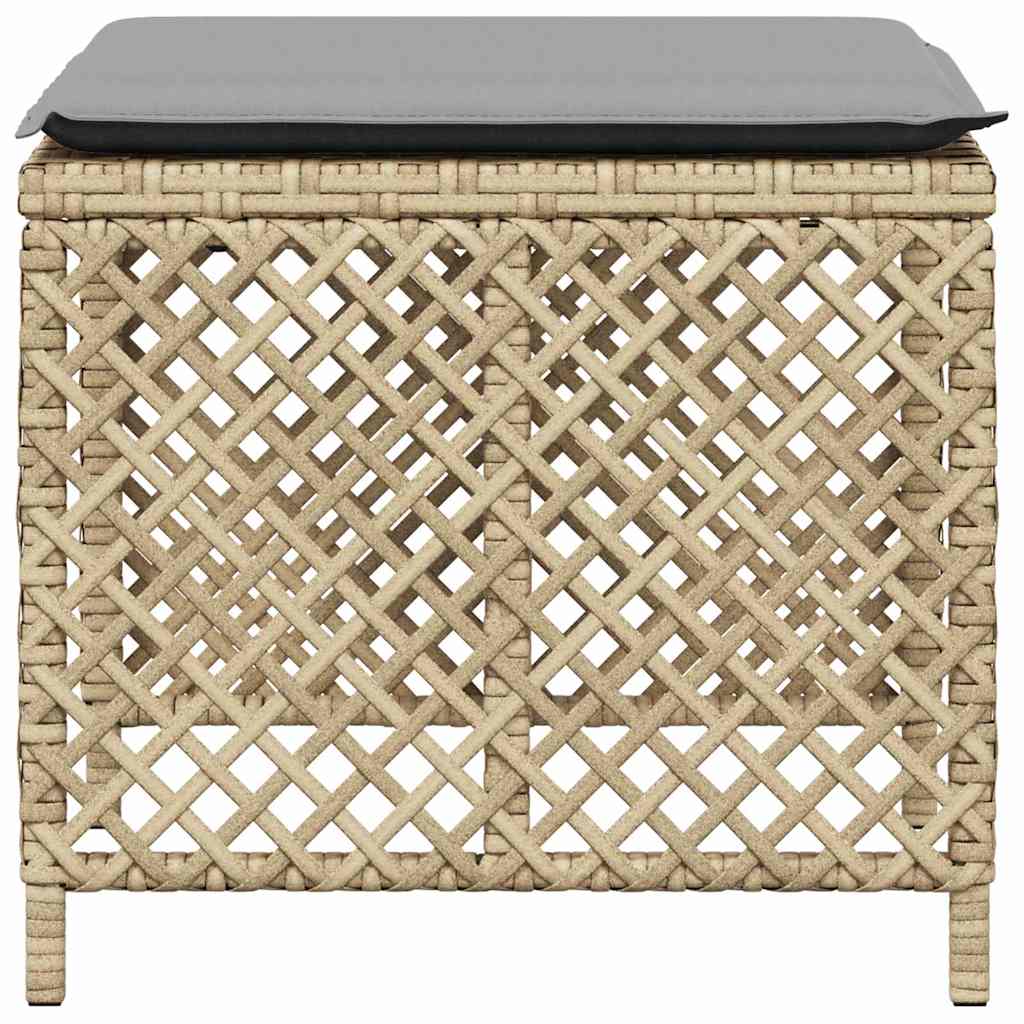 Gartenhocker mit Kissen 4 Stk. Schwarz 41x41x36 cm Poly Rattan