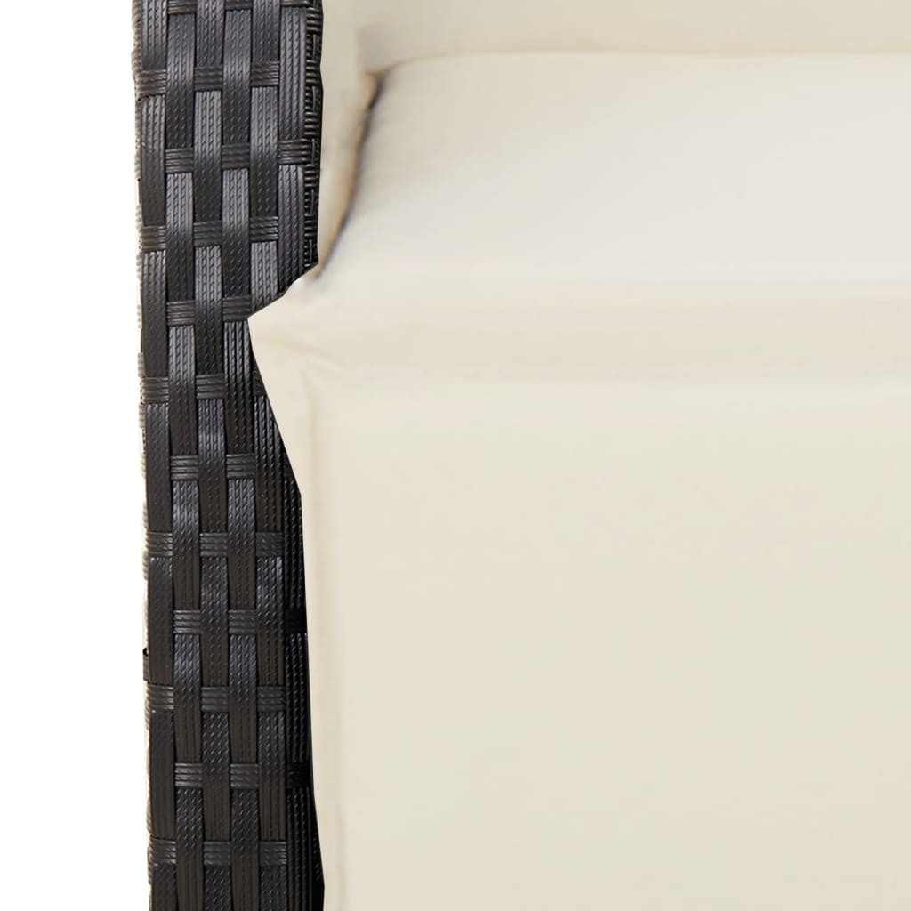 Gartensessel Verstellbar mit Kissen Schwarz Poly Rattan