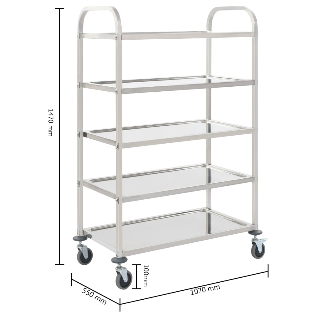 2-Stufiger Servierwagen 96,5 x 55 x 90 cm Edelstahl
