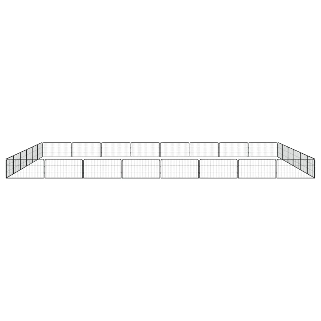 4-tlg. Hundelaufstall Schwarz 100x50cm Stahl Pulverbeschichtung