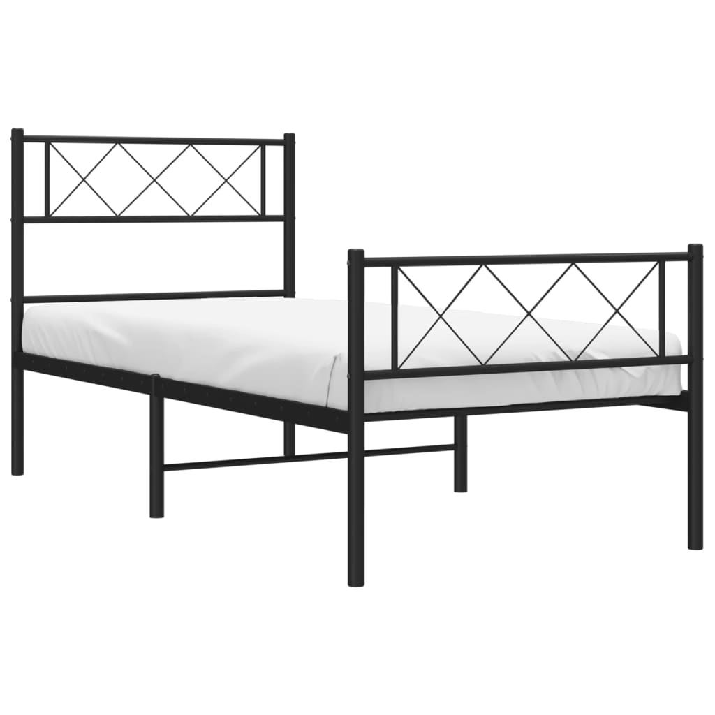 Bettgestell mit Kopfteil Metall Schwarz 100x190 cm