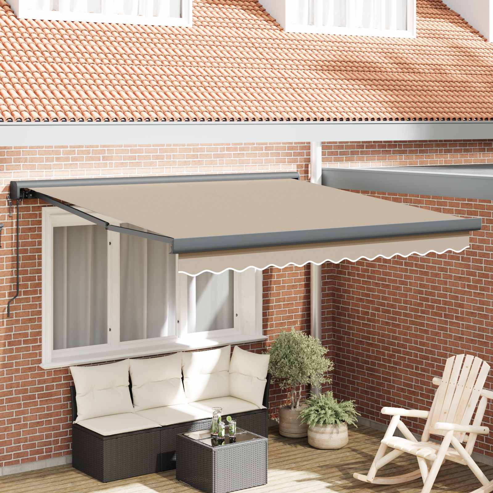 Markise Einziehbar Blau und Weiß 4x3 m Stoff und Aluminium