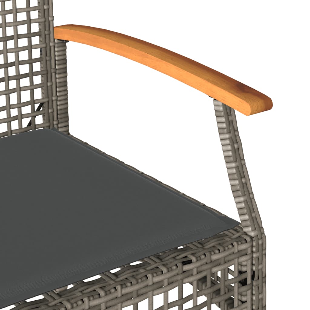 Gartenbank mit Kissen Schwarz Poly Rattan Akazienholz