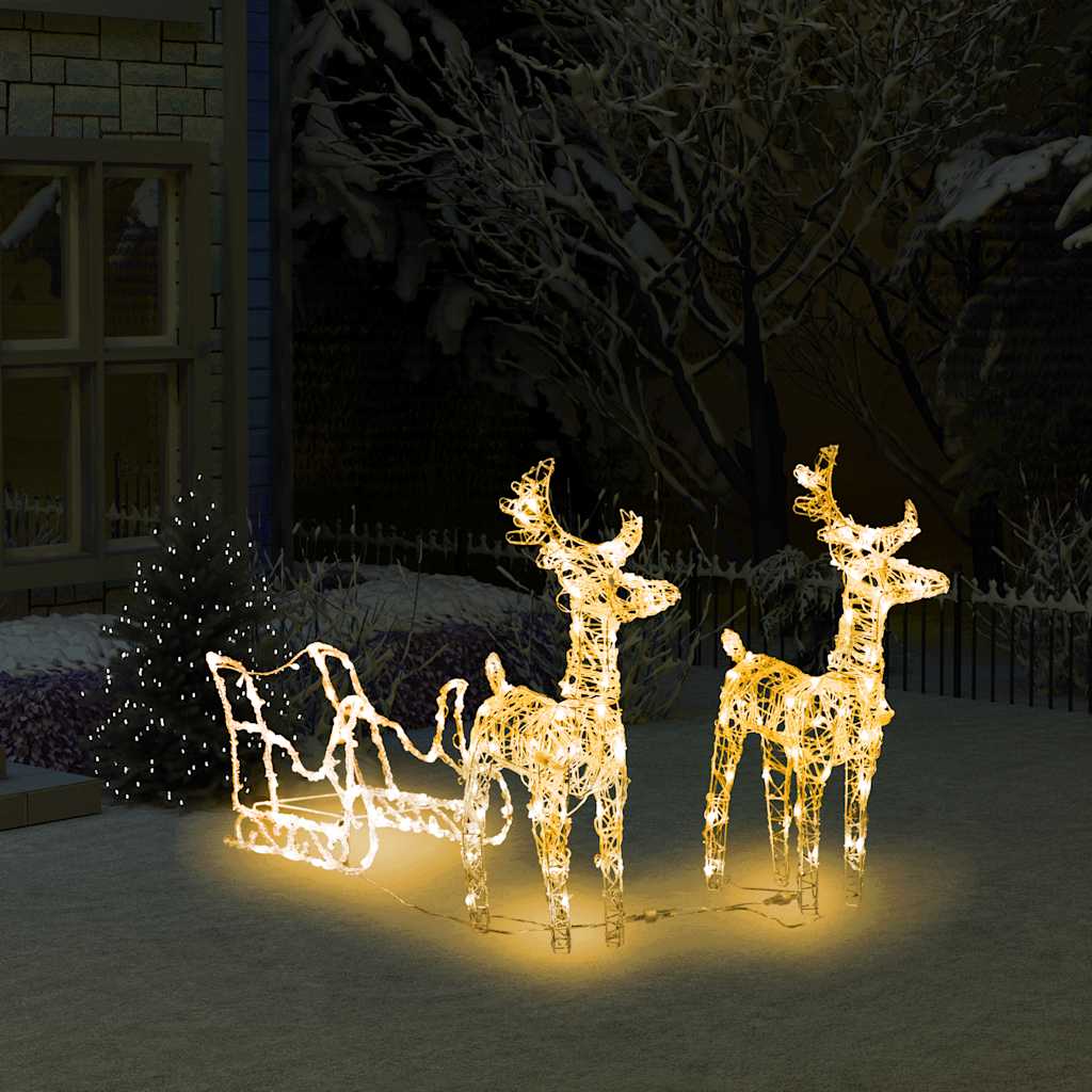 Rentiere & Schlitten Weihnachtsdekoration 160 LEDs 130 cm Acryl