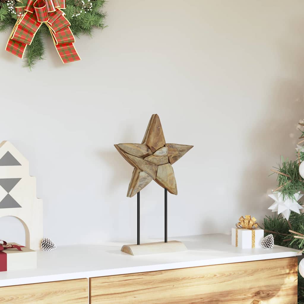 Weihnachtsstern Braun 31 x 15 x 46 cm Massivholz Teak