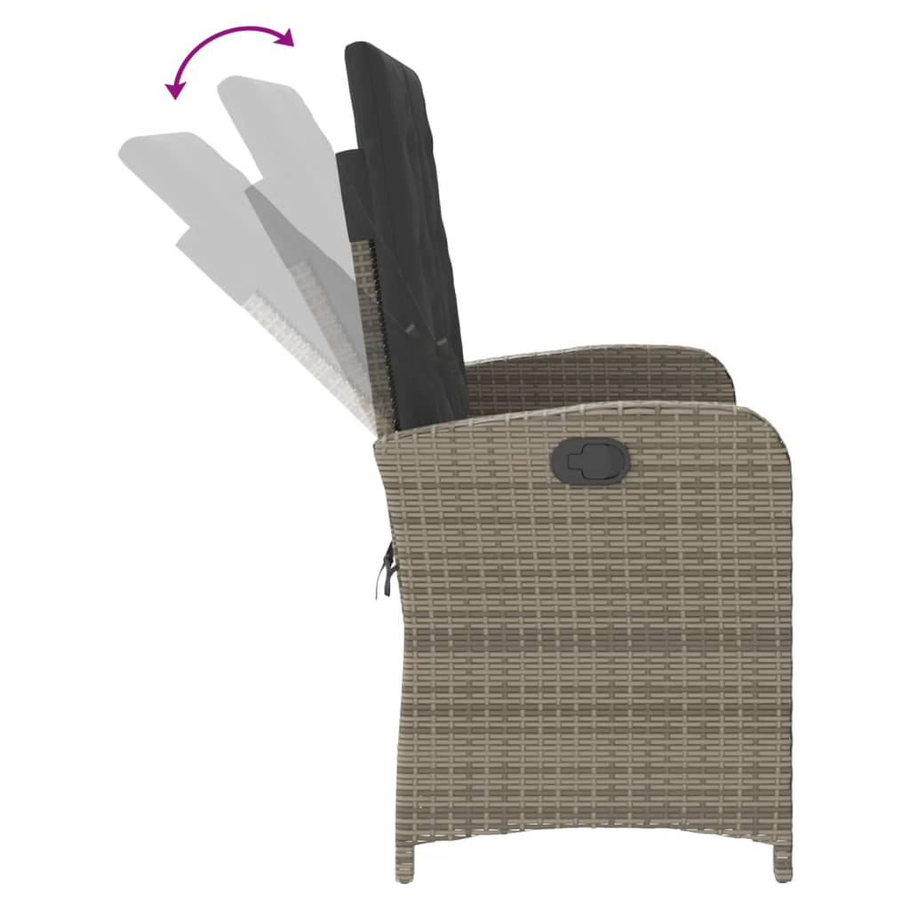 Gartenbank Verstellbar mit Kissen Schwarz Poly Rattan