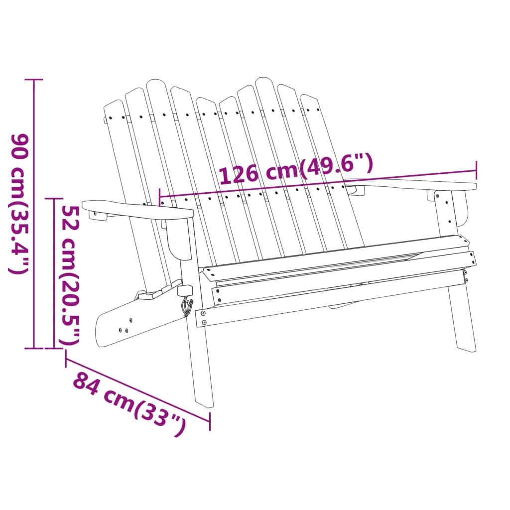 Adirondack-Gartenbank mit Kissen 126 cm Massivholz Akazie