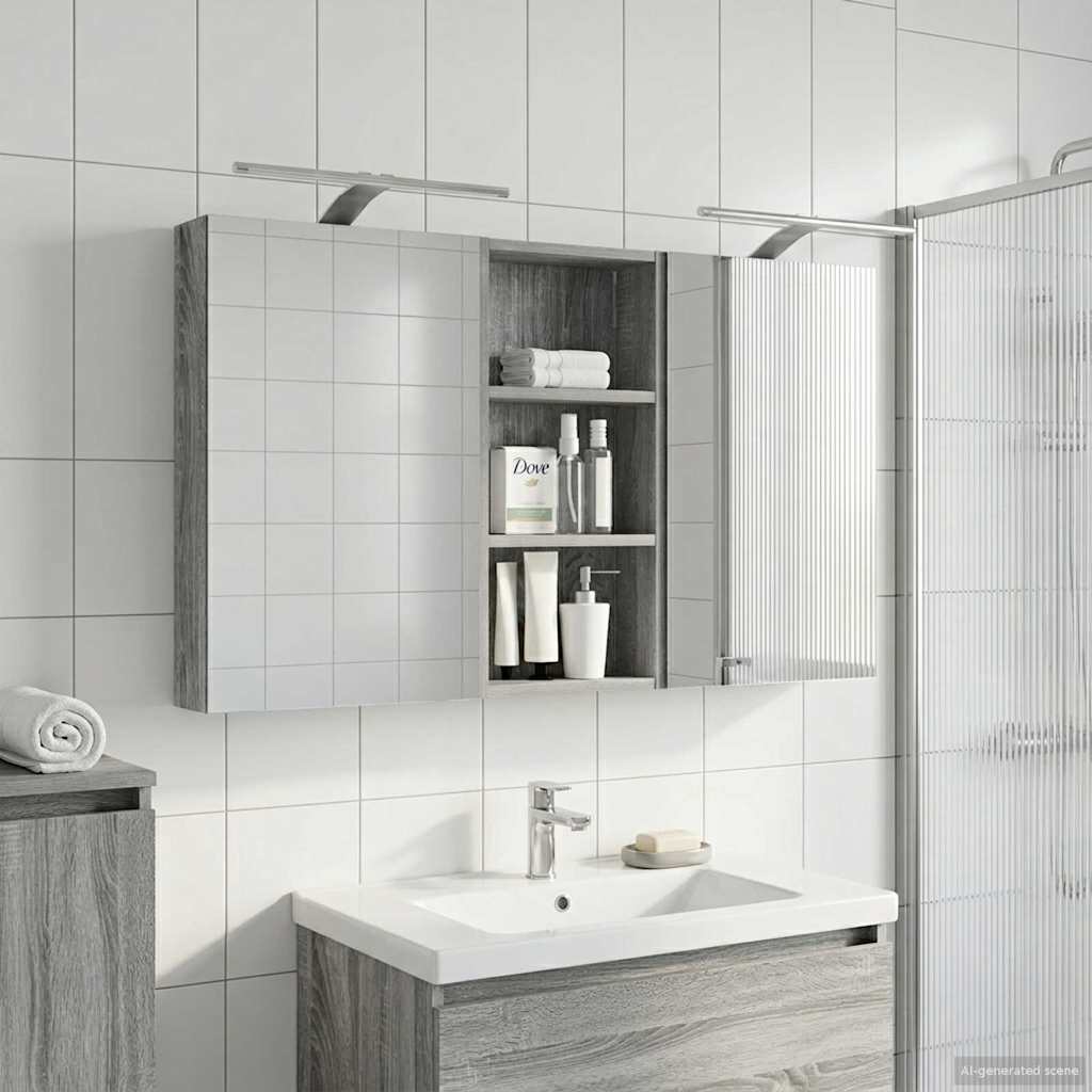 Badezimmerschrank-Set 3 pcs 80 x 10,5 x 50 cm Holzwerkstoff