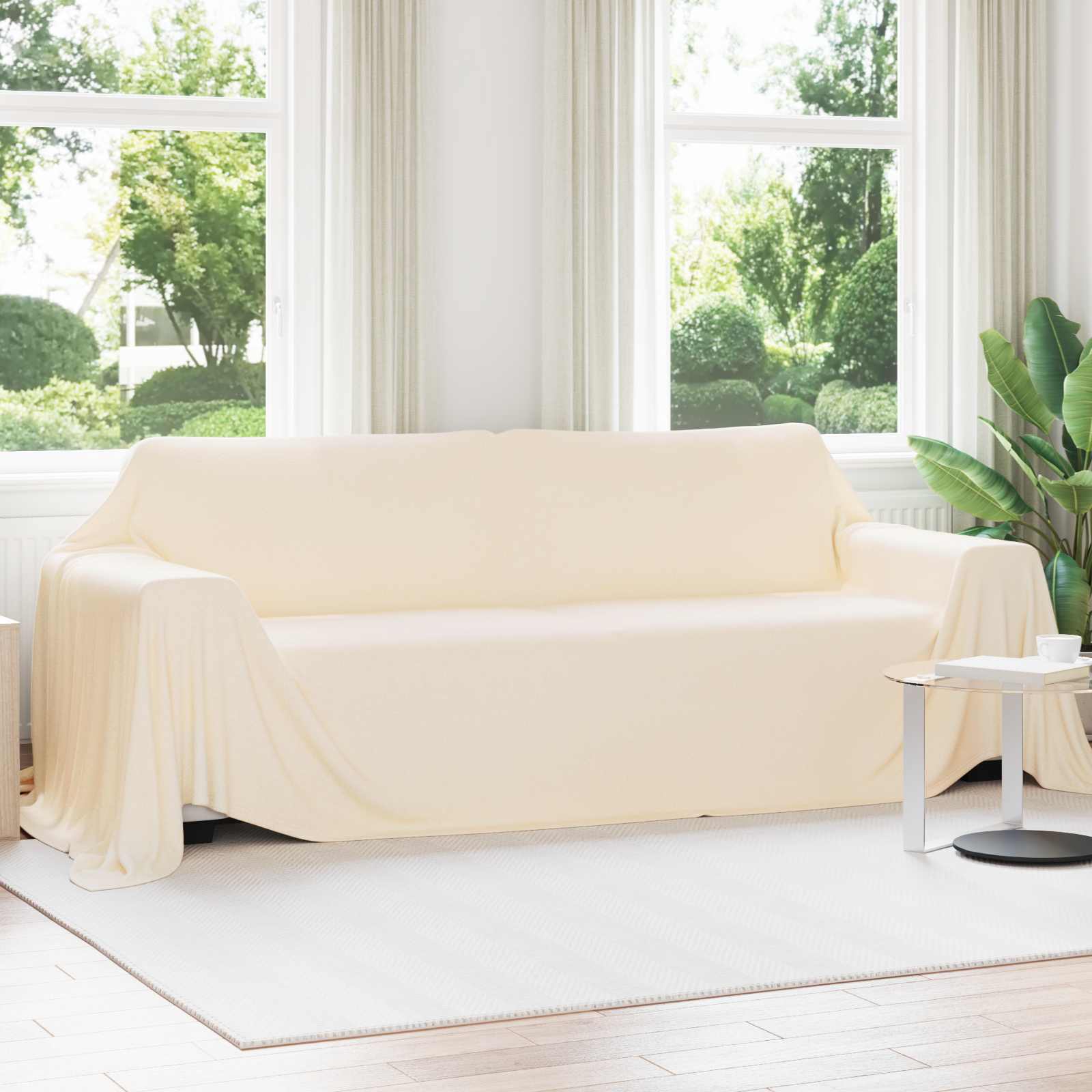 Überwurfdecke Creme 210 x 140 cm Fleece
