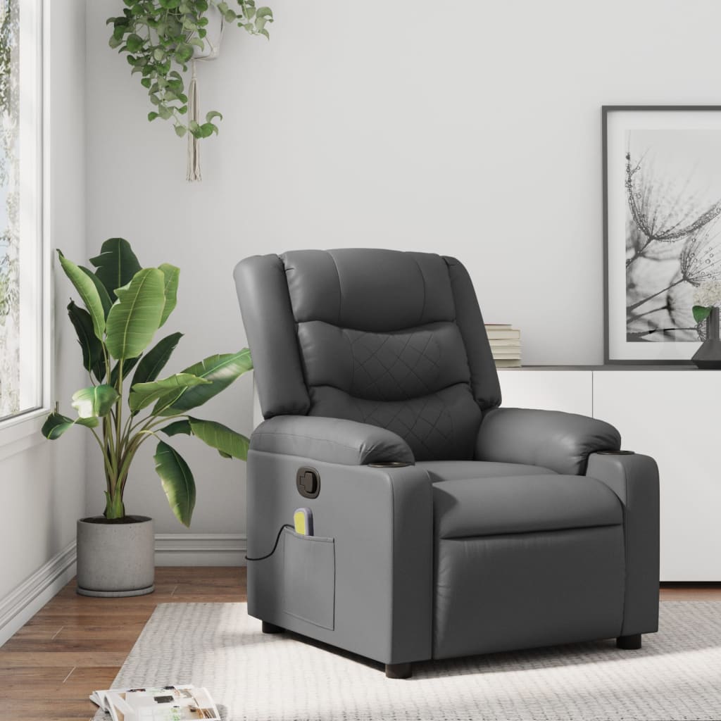 Massage-Relaxsessel, Kunstleder, Schwarz