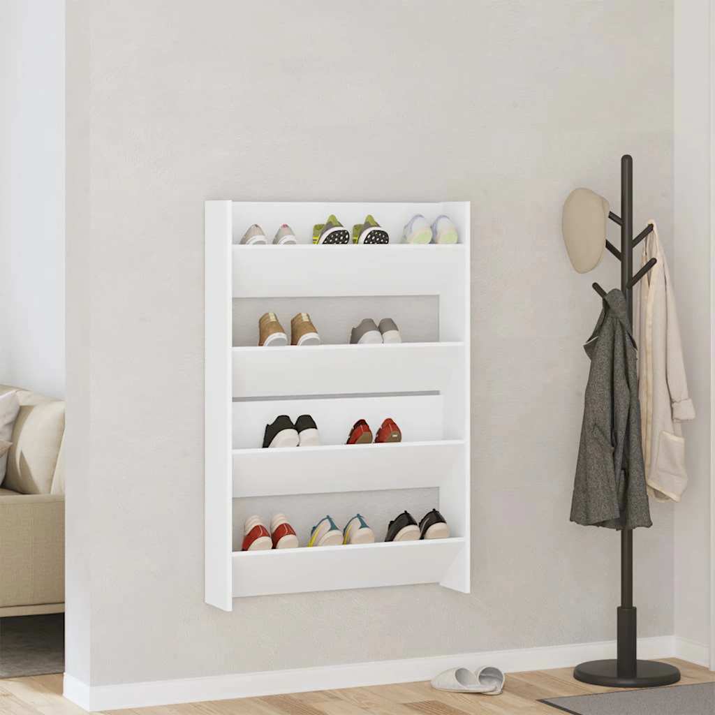 Wand-Schuhschränke 4 Stk. Weiß 60x18x60 cm Holzwerkstoff