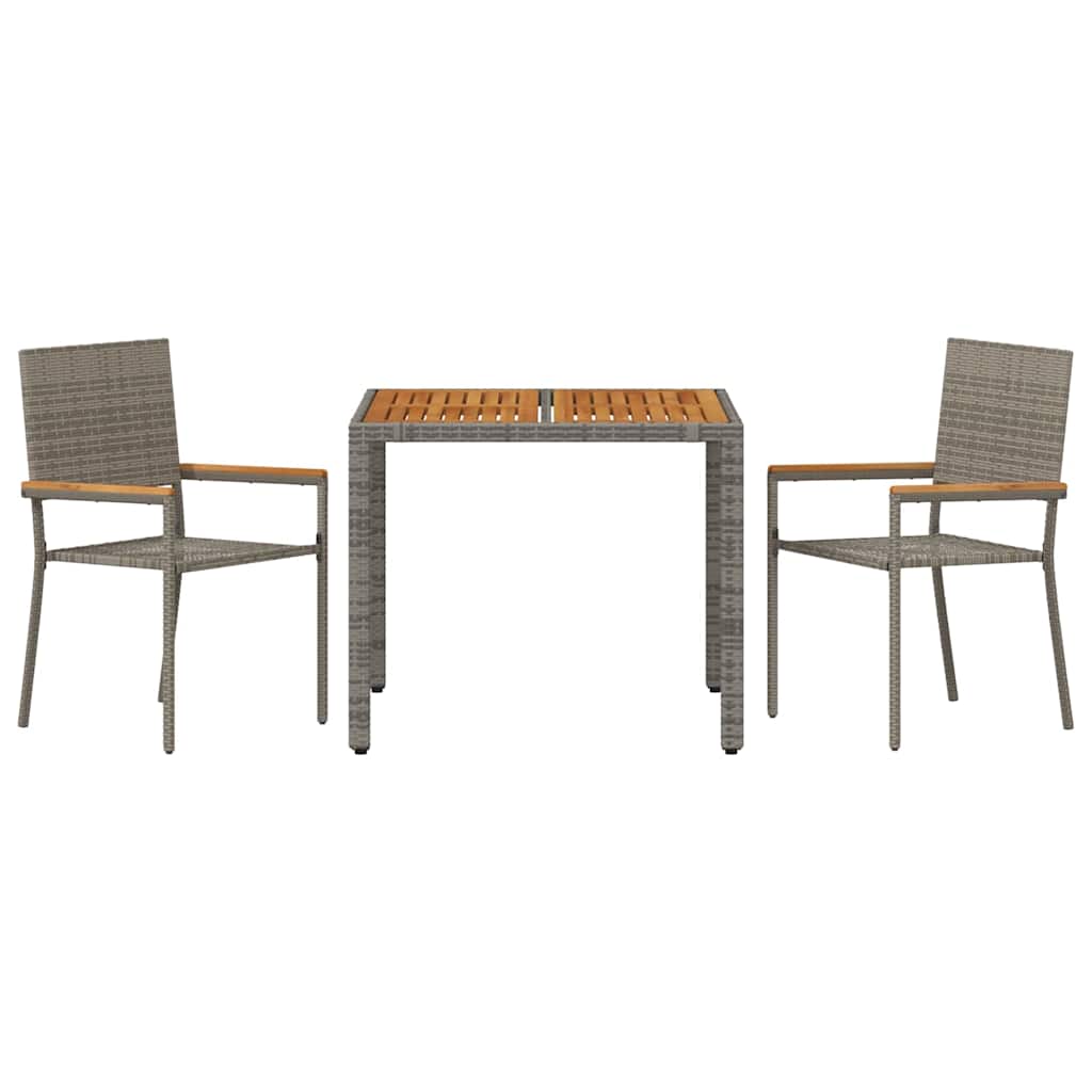 Garten Essgruppe 3 pcs Schwarz Poly-Rattan