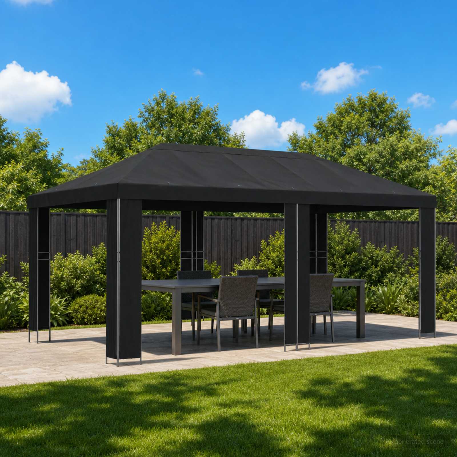 Garten Pavillon 6 x 3 m Beige Polyester und Stahl 190