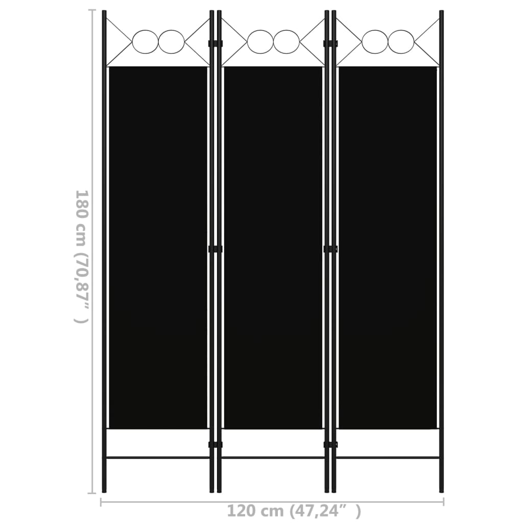 5-tlg. Raumteiler Anthrazit 200 x 180 cm