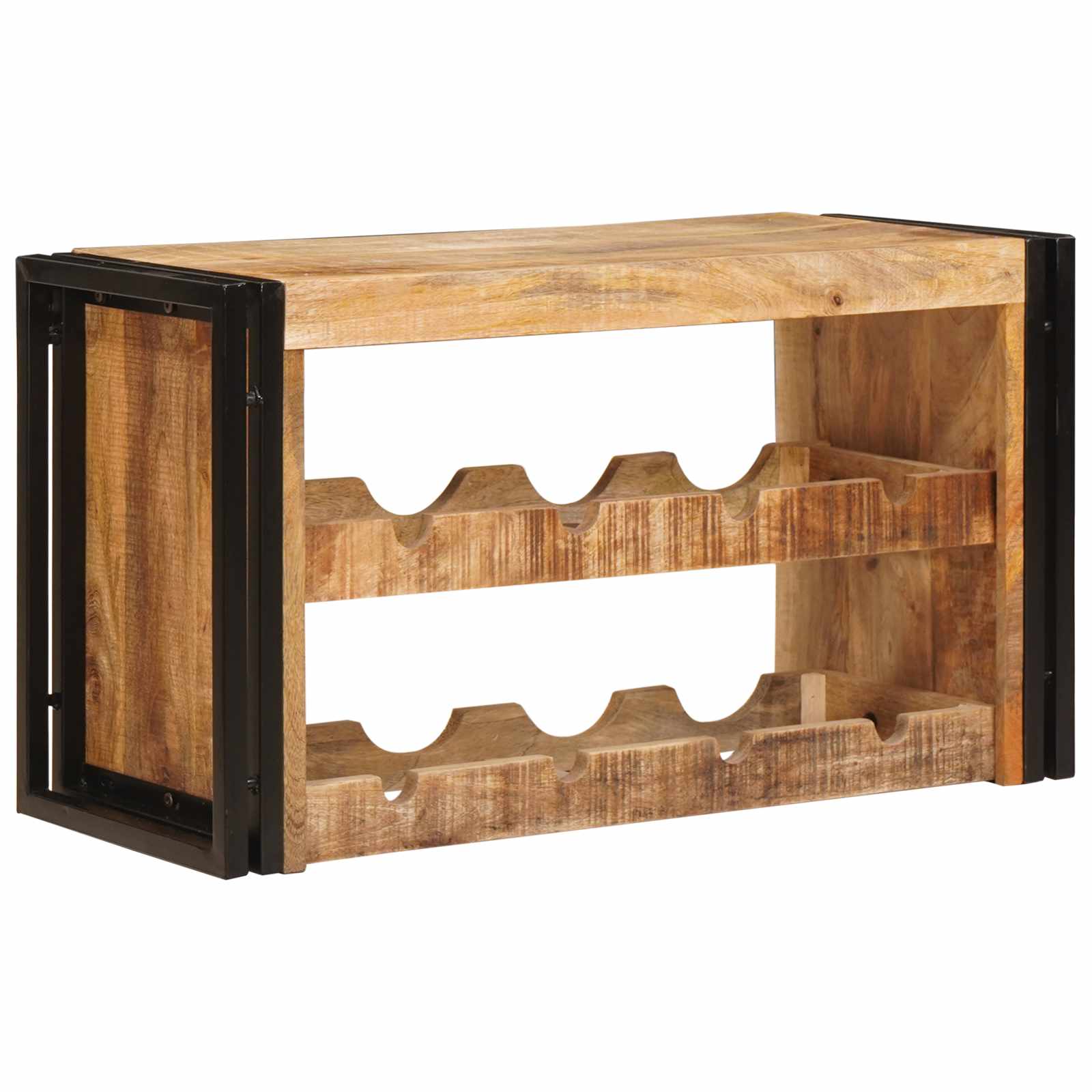 Weinregal Braun 60 x 45 x 33 cm Massives grobes Mangoholz