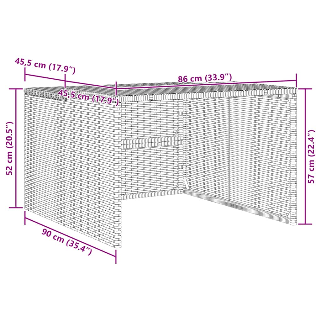 Mähroboter-Garage Schwarz 86x90x52/57 cm Poly Rattan