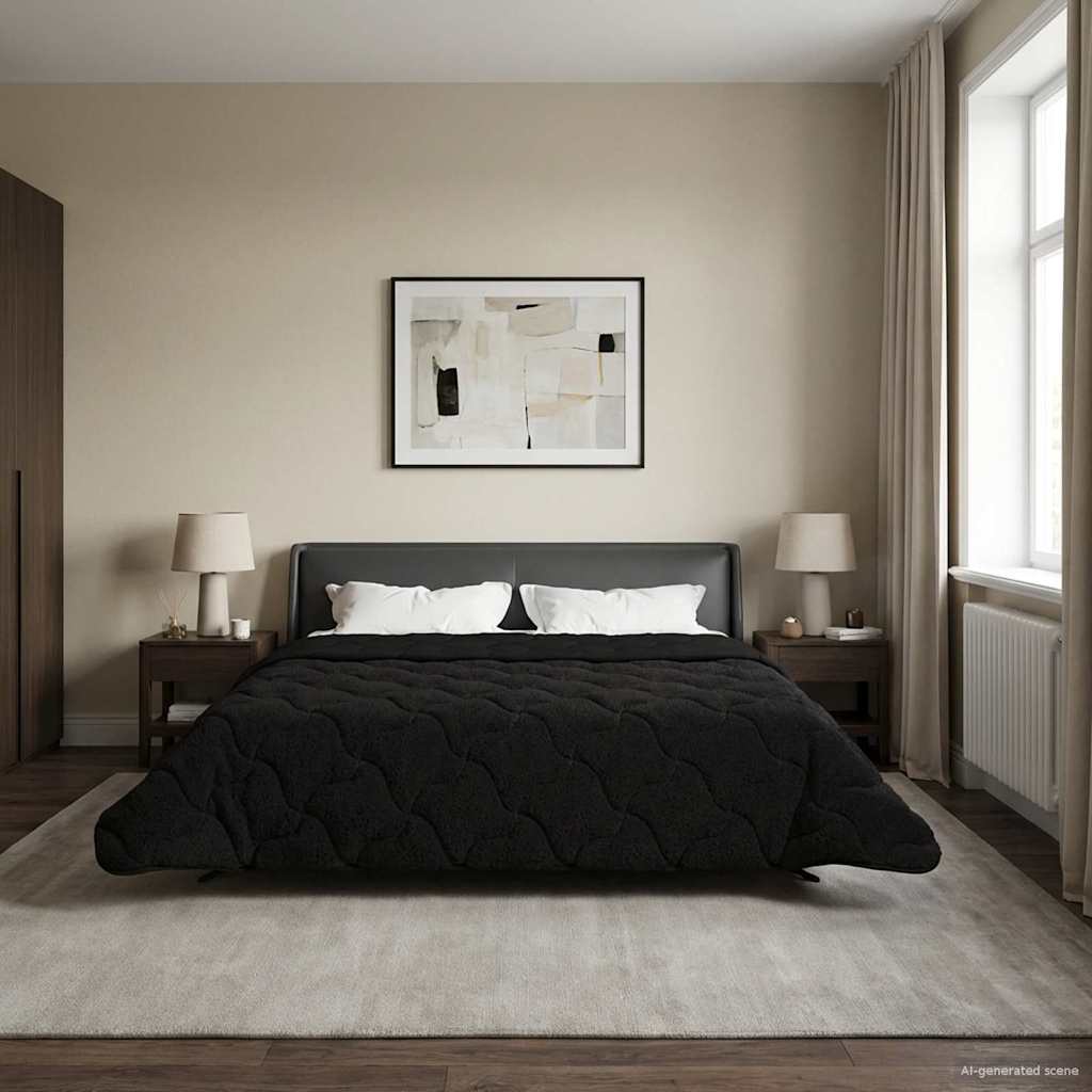 Winterbettdecke Gepolstert Anthrazit 135 x 200 cm