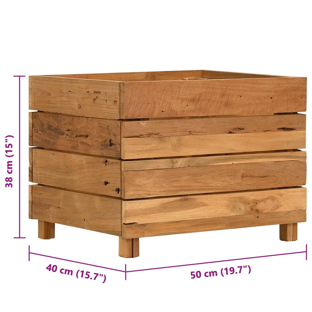 Hochbeet 100x40x72 cm Teak Altholz und Stahl
