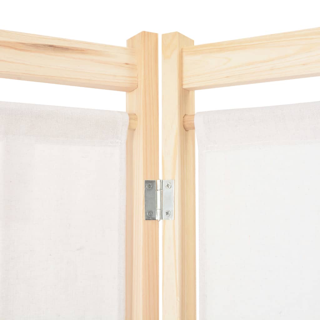 5-teiliger Raumteiler Creme 200 x 170 x 4 cm Stoff
